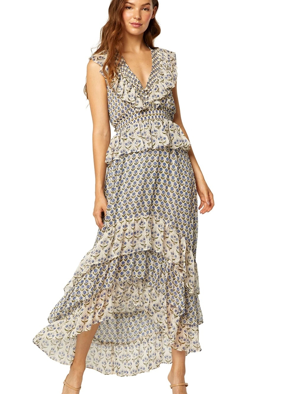 Anthropologie Misa Ruffle-Tiered Midi Dress